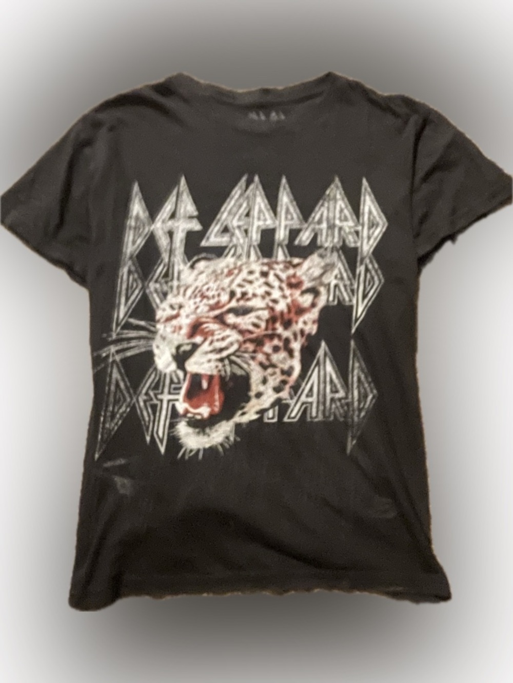 Black Def Leppard Graphic Tee - Leopard Print